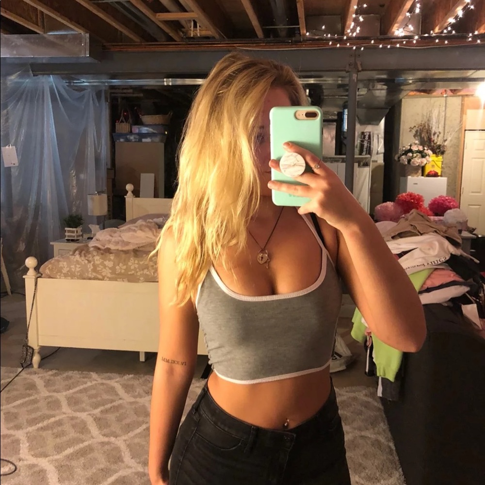 Grey and white halter top